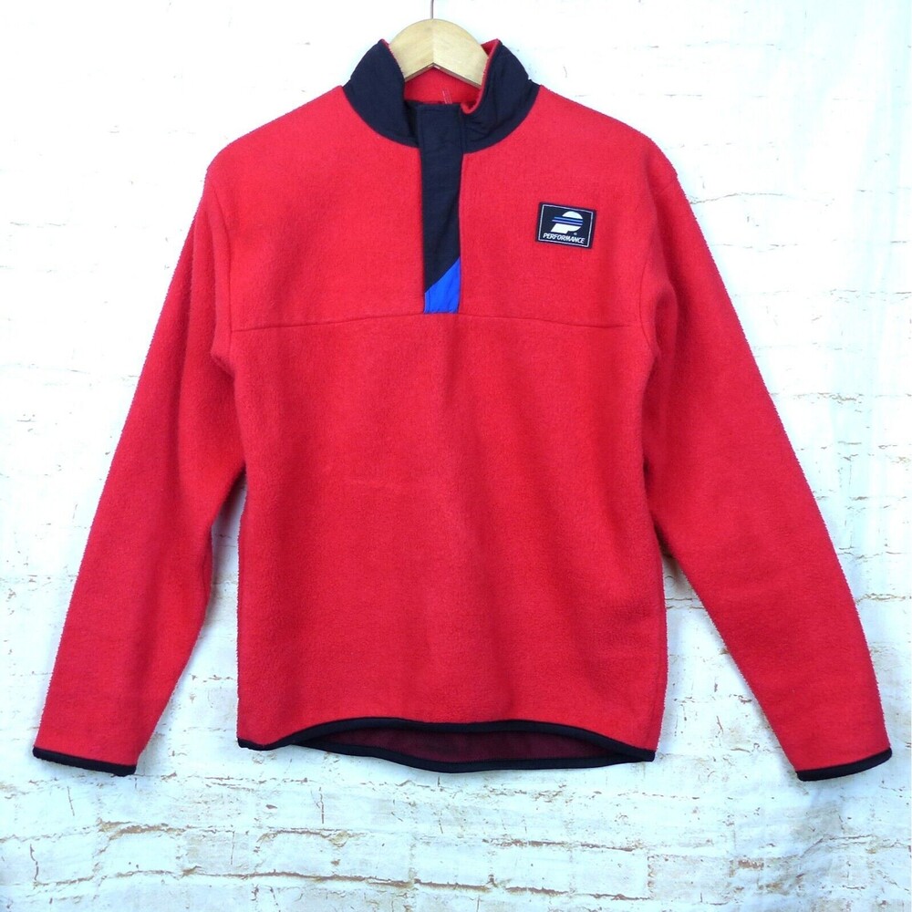 VTG 90s Performance Fleece Pullover Sweater Mens S Red Polarlite Gorpcore USA